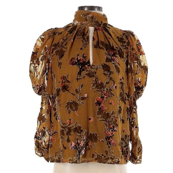 French Connection Keyhole Neck Guthern Floral Burnout Top Size XS - Picture 3 of 3